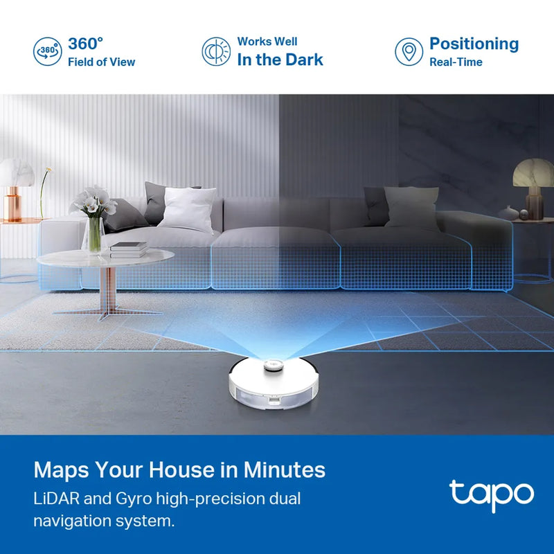 TP-Link Tapo RV30C LIDAR & Gyro Vacuum and Mop, 3200 mAh, 800 ml