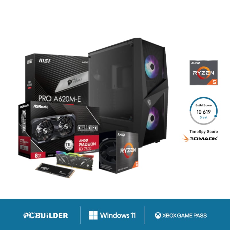 PCBuilder AMD Ryzen 5 7500F GUARDIAN Windows 11 Gaming PC - rAge Edition