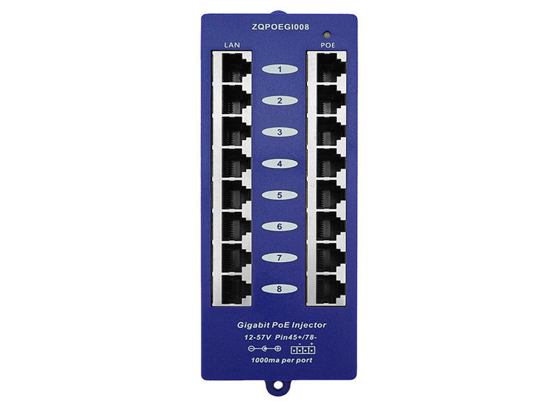 8 Port Gigabit Passive PoE Injector