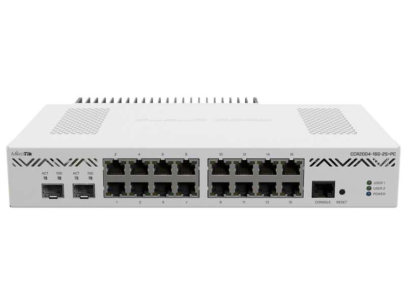 MikroTik Cloud Core 16 Port Gigabit 2SFP+ Passive Cooling Router | CCR2004-16G-2S+PC