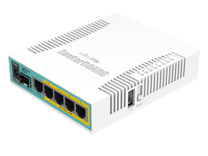 MikroTik hEX PoE 5 Port Gigabit 1SFP PoE Out Desktop Router | RB960PGS