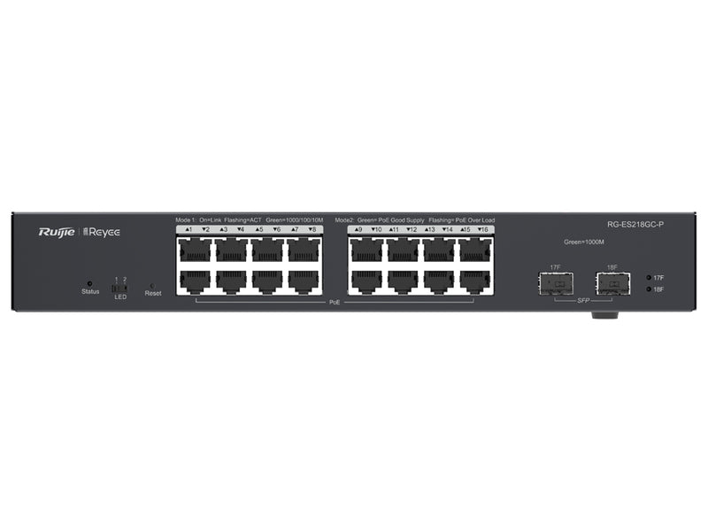 Reyee 16 Port Gigabit PoE 240W 2SFP Managed Switch | RG-ES218GC-P