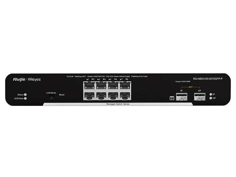 Reyee 8 Port Gigabit PoE 125W 2SFP Layer 2+ Smart Switch | RG-NBS3100-8GT2SFP-P