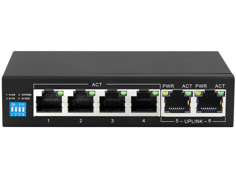 Scoop 6 Port Gigabit 4 AI PoE 60W Switch