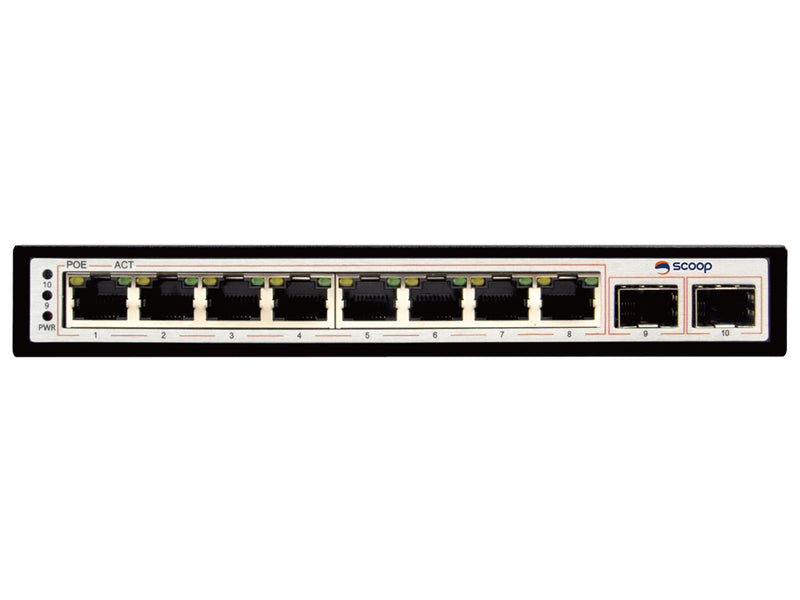 Scoop 8 Port Gigabit AI PoE 96W 2SFP Switch