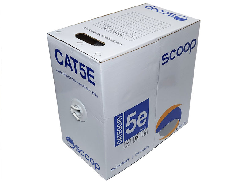 Scoop 305m Box Cat5e CCA White UTP Cable